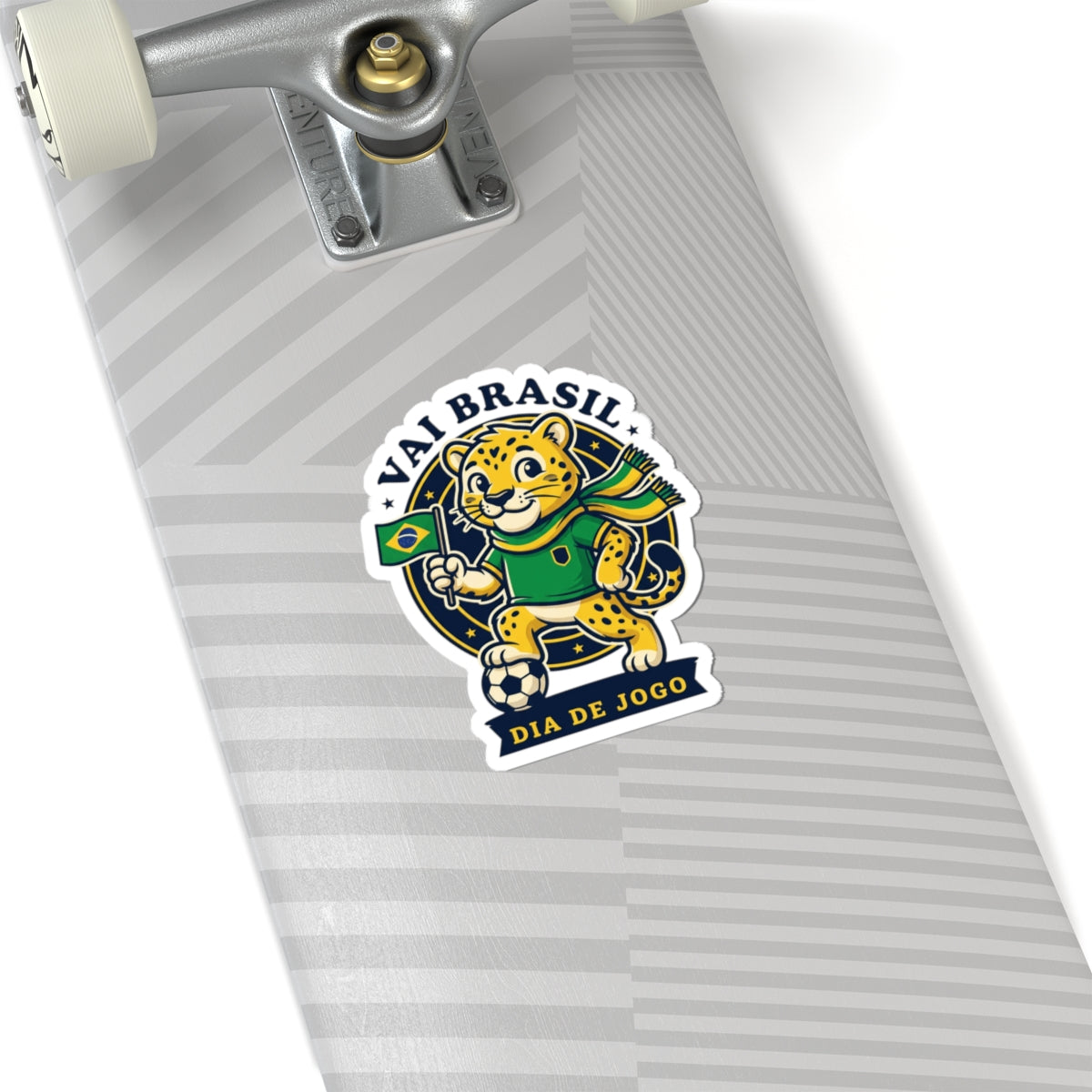 Vai Brasil Leopard Mascot Sticker | Soccer Country Pride, Brazil Flag