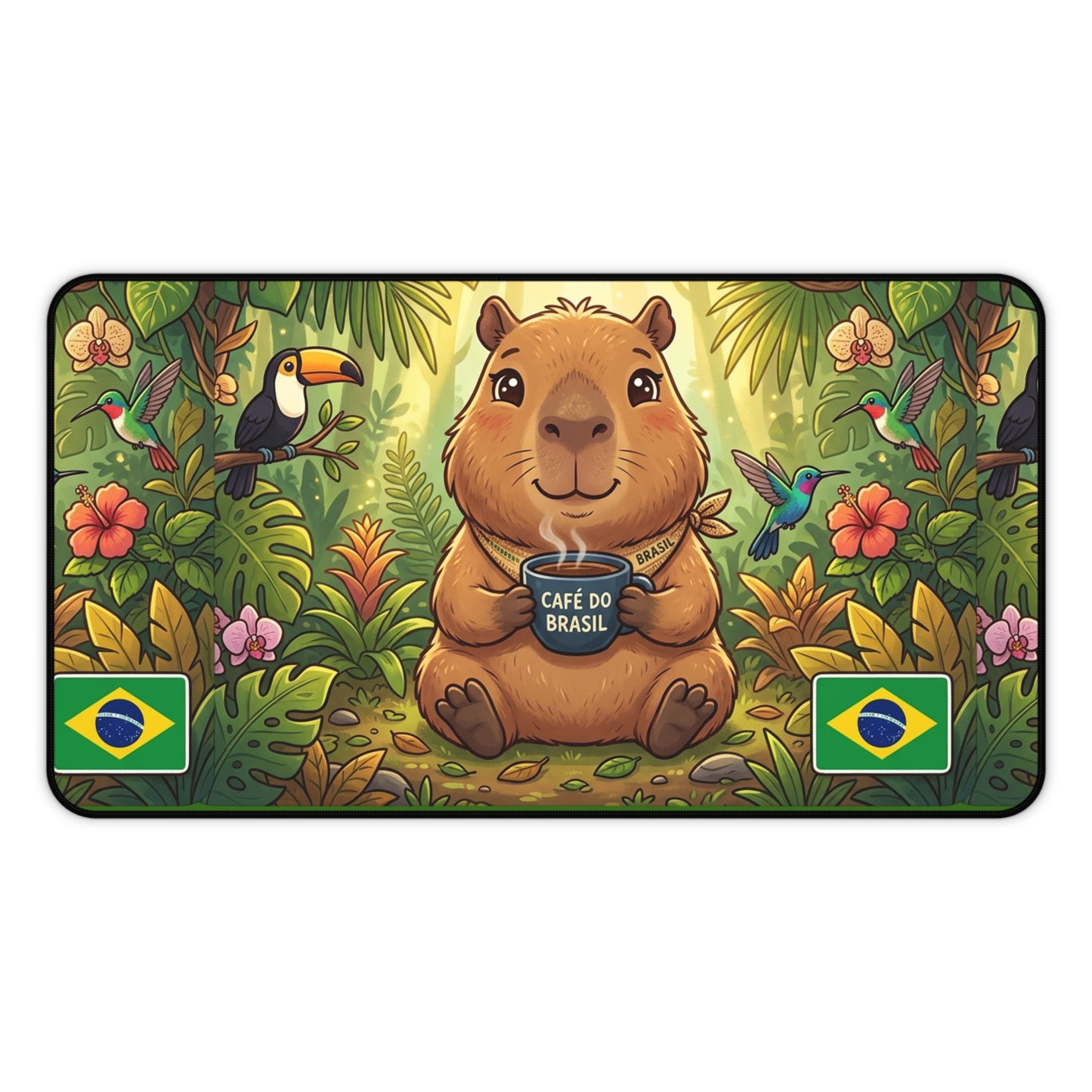 Brazilian Capybara Desk Mat — Cute Jungle Coffee Mousepad (Café do Brasil)