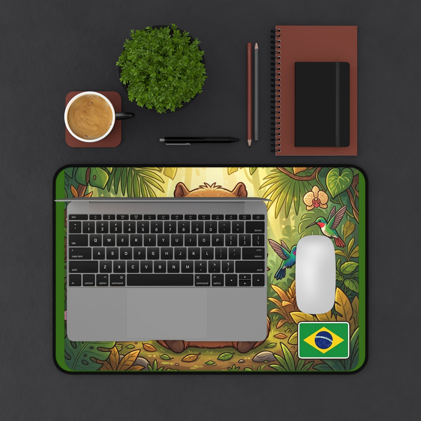 Brazilian Capybara Desk Mat — Cute Jungle Coffee Mousepad (Café do Brasil)