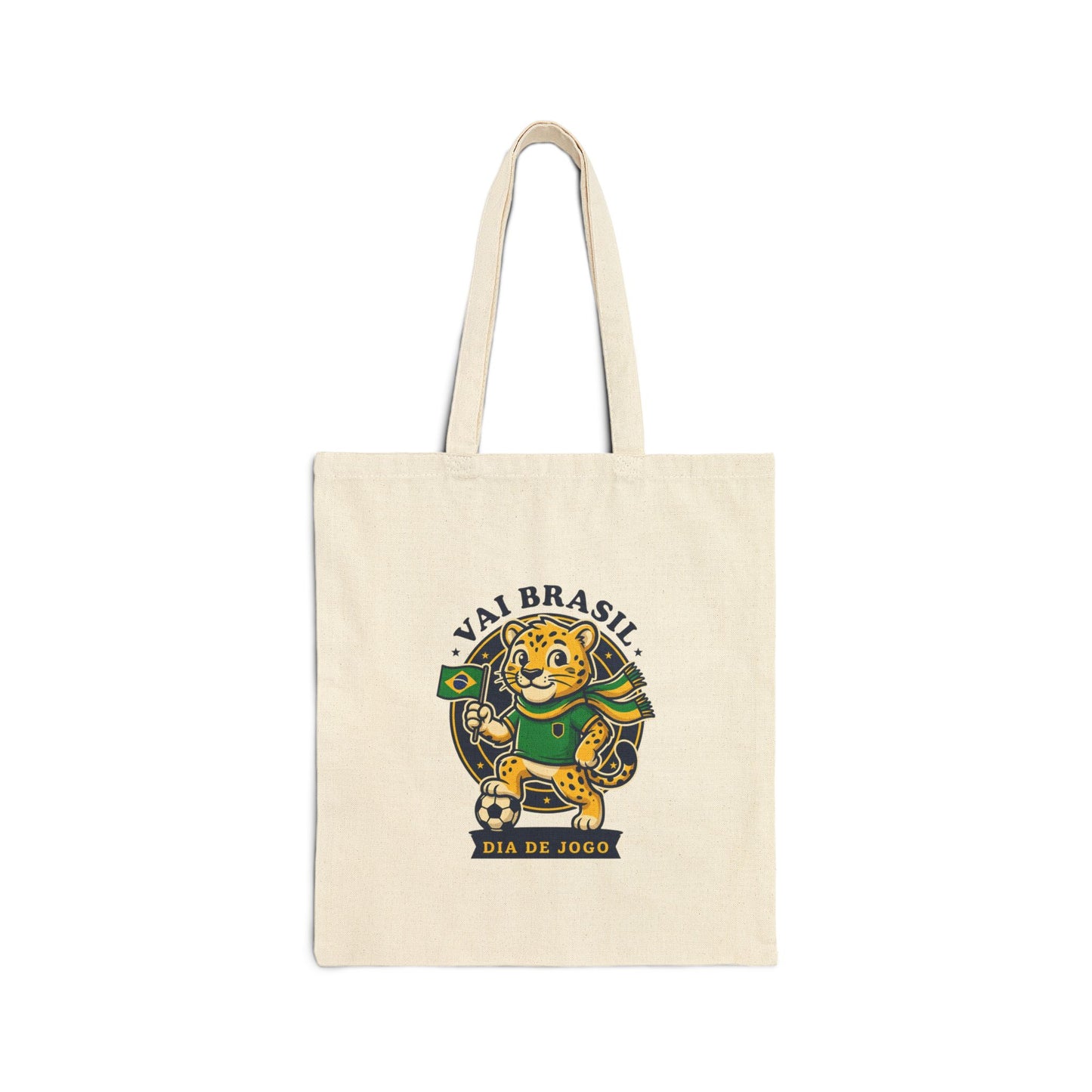 Brazil Soccer Mascot Tote | Brazil Flag Colors, National Pride Canvas Tote