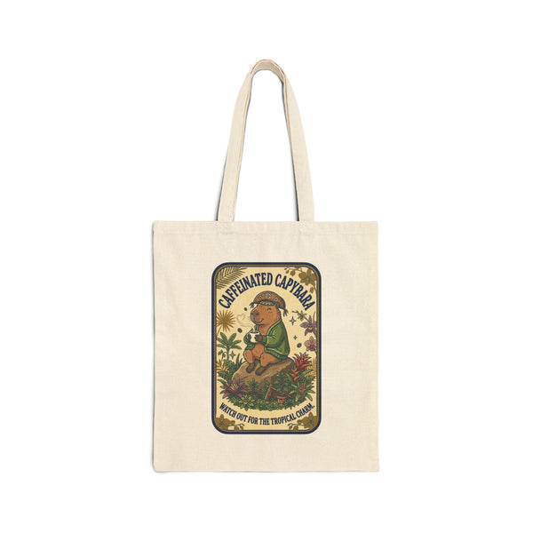 Caffeinated Capybara Tote | Whimsical Creature, Soft Fantasy Canvas Tote