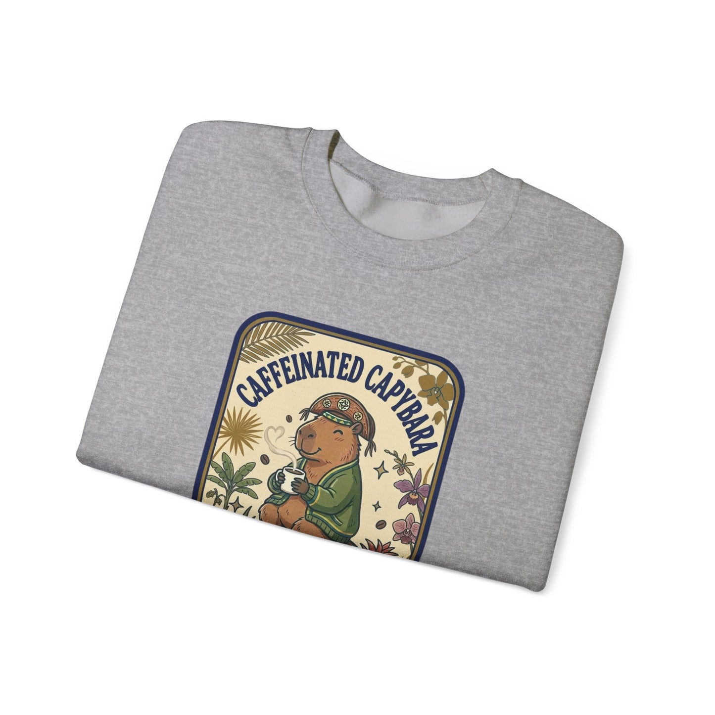 Caffeinated Capybara Crewneck Sweatshirt | Whimsical Creature Graphic