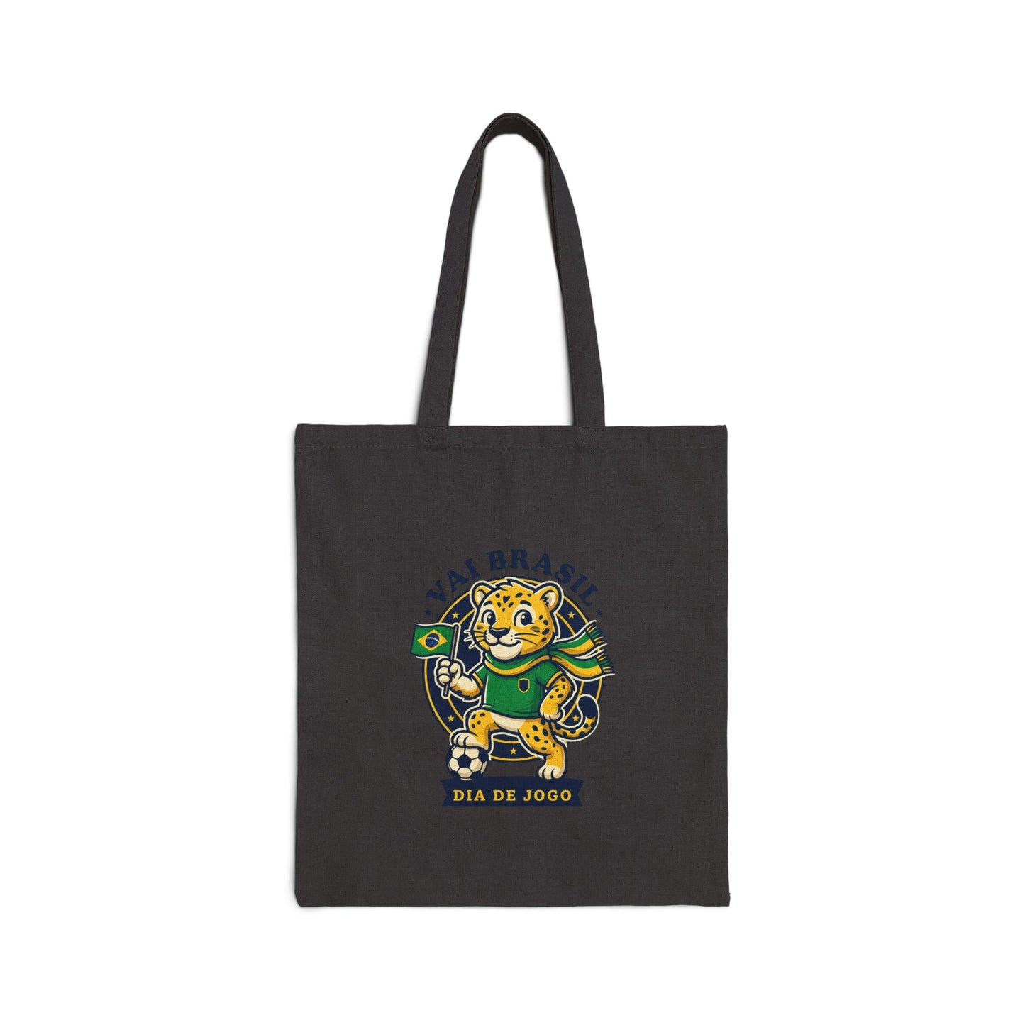 Brazil Soccer Mascot Tote | Brazil Flag Colors, National Pride Canvas Tote