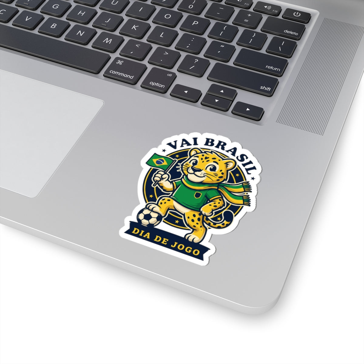 Vai Brasil Leopard Mascot Sticker | Soccer Country Pride, Brazil Flag