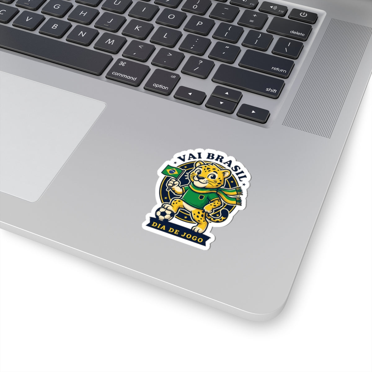 Vai Brasil Leopard Mascot Sticker | Soccer Country Pride, Brazil Flag
