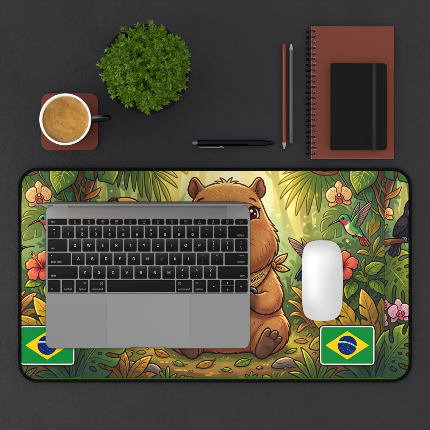 Brazilian Capybara Desk Mat — Cute Jungle Coffee Mousepad (Café do Brasil)