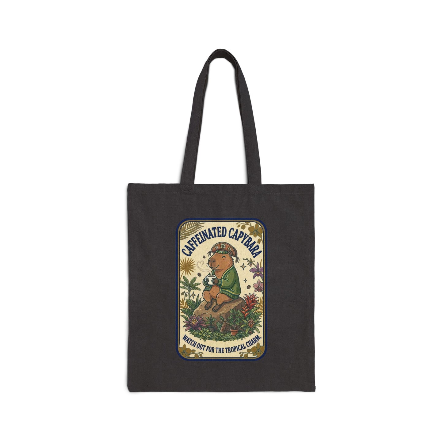 Caffeinated Capybara Tote | Whimsical Creature, Soft Fantasy Canvas Tote