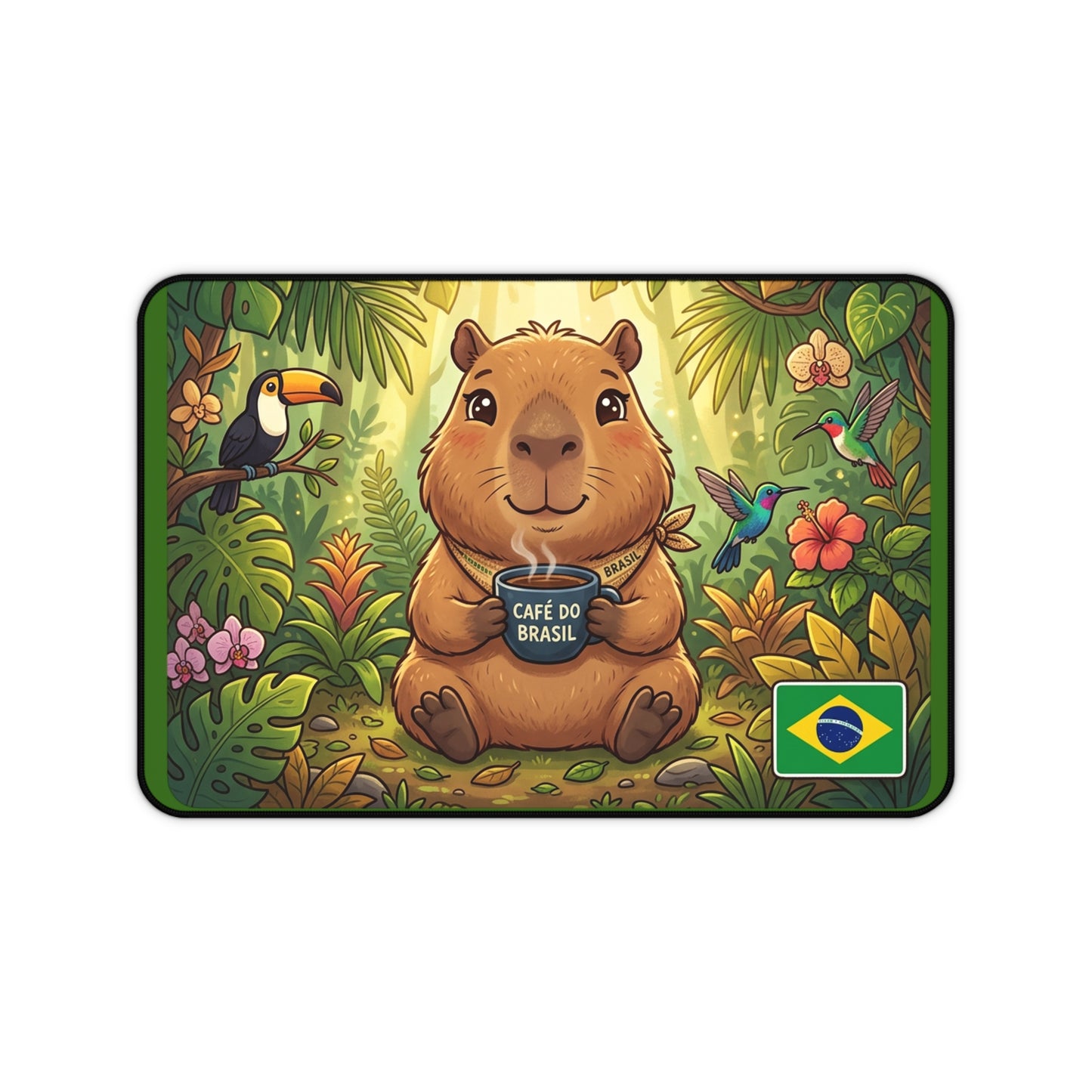 Brazilian Capybara Desk Mat — Cute Jungle Coffee Mousepad (Café do Brasil)