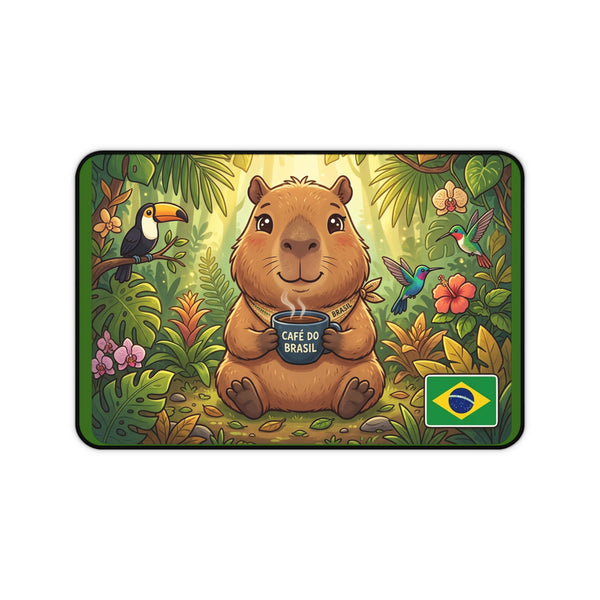 Brazilian Capybara Desk Mat — Cute Jungle Coffee Mousepad (Café do Brasil)
