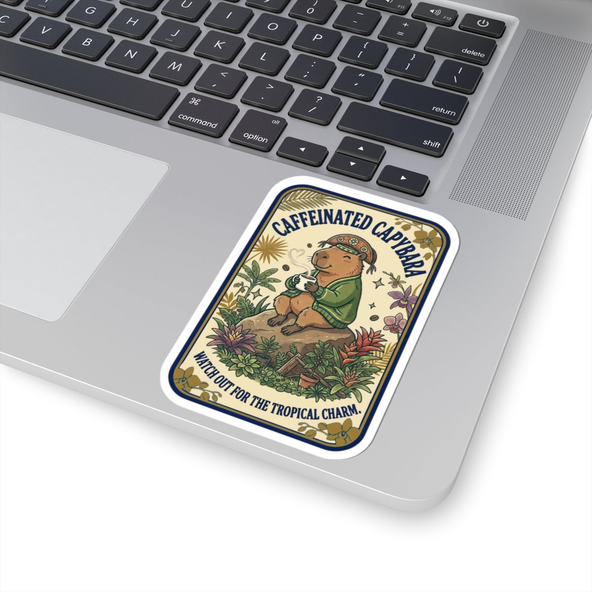 Caffeinated Capybara Sticker | Whimsical Creature, Soft Fantasy Kiss-Cut